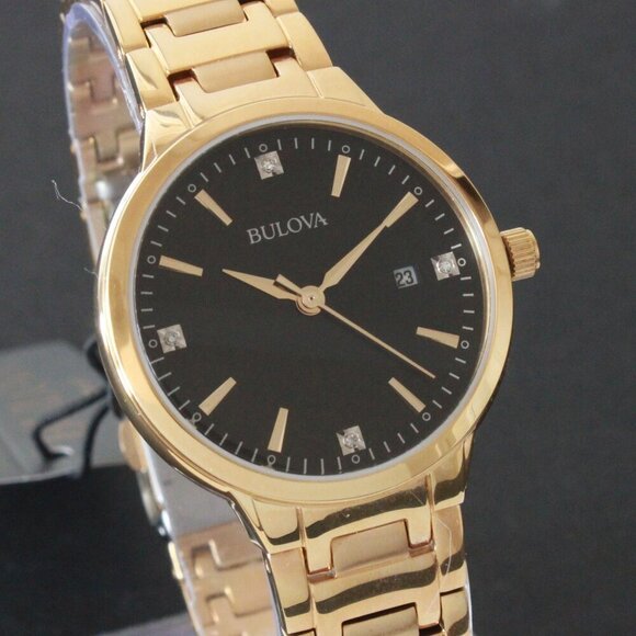 Bulova Ladies Diamond Accent Gold Tones Quartz Watch 32mm - Picture 5 of 13